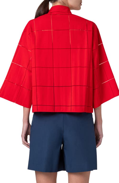 Shop Akris Punto Windowpane Check Boxy Button-up Shirt In Red