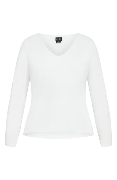 Shop City Chic Annie V-neck Top In White