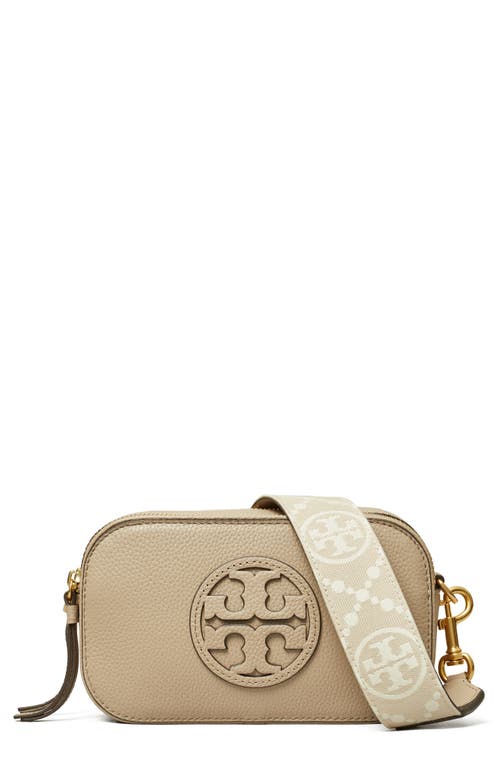 Shop Tory Burch Mini Miller Leather Crossbody Bag In Fresh Clay