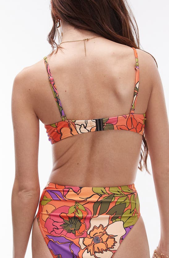 Shop Topshop Floral Underwire Bikini Top In Orange Multi