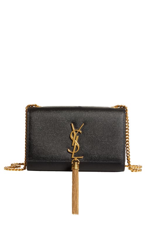 Saint Laurent Small Kate Textured Suede Shoulder Bag in Noir at Nordstrom