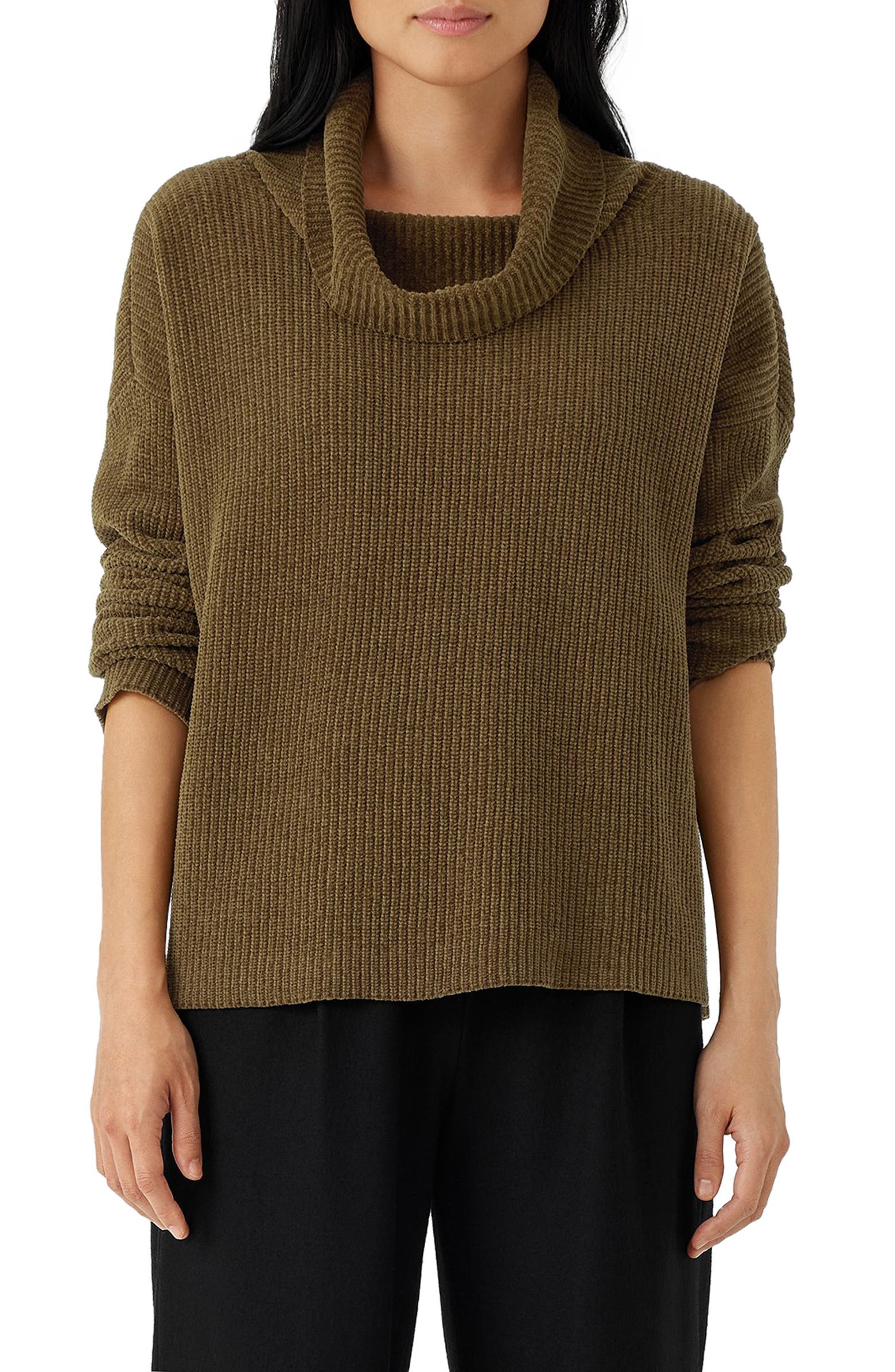 Eileen Fisher Ribbed Organic Cotton Chenille Turtleneck Sweater Nordstrom