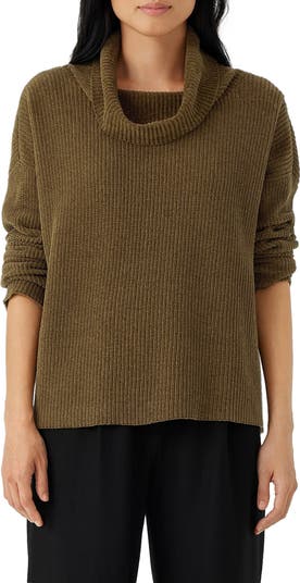 Eileen Fisher Ribbed Organic Cotton Chenille Turtleneck Sweater | Nordstrom