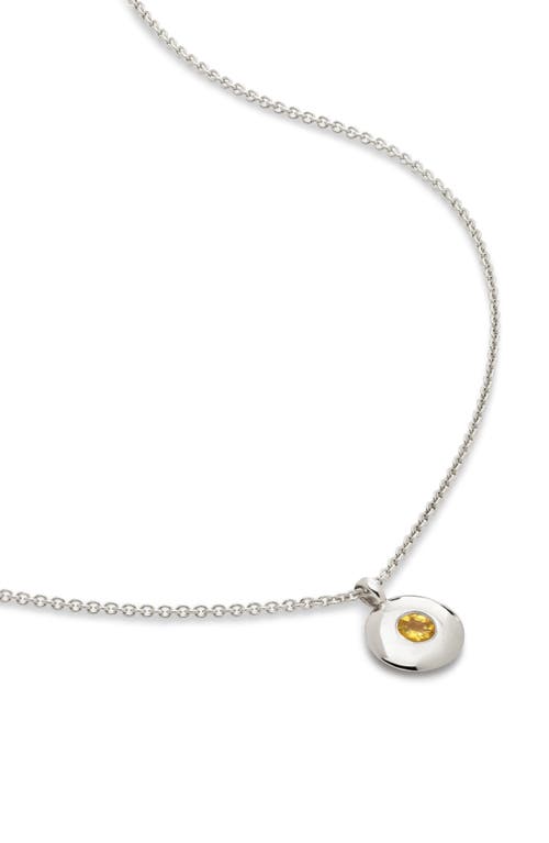 Monica Vinader November Birthstone Citrine Pendant Necklace in Sterling Silver at Nordstrom