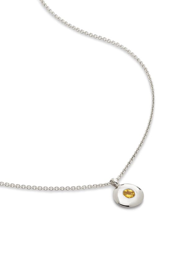 Shop Monica Vinader November Birthstone Citrine Pendant Necklace In Sterling Silver