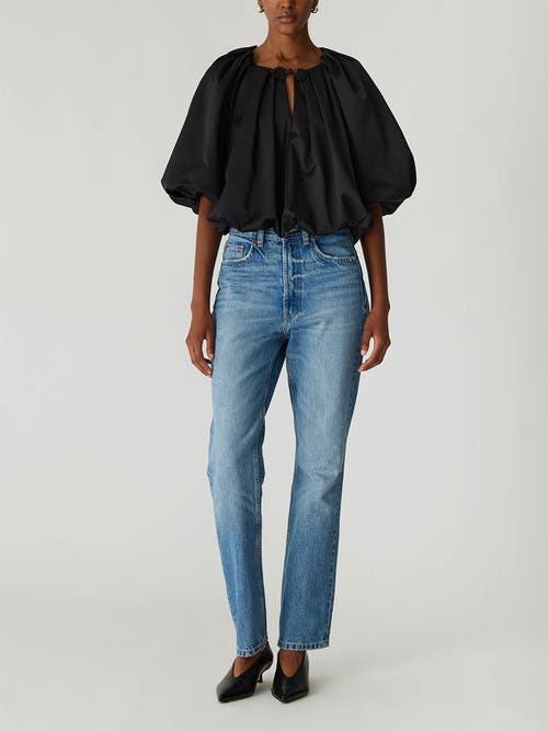 Rebecca Taylor Techy Sateen Bubble Top In Black