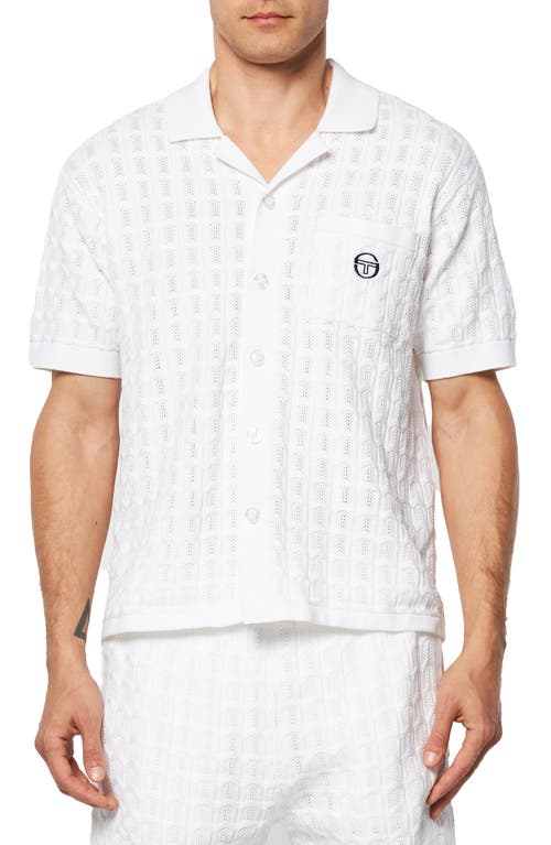 Ulivo Textured Knit Camp Shirt in Brilliant White