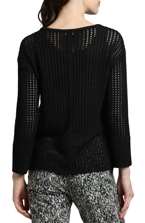 Shop Apny Open Stitch Sweater In Black