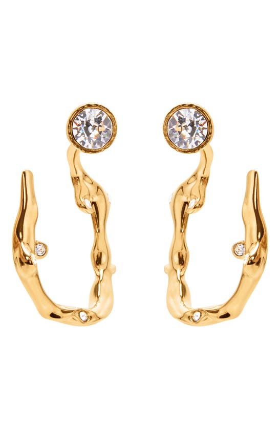Shop Oscar De La Renta Crystal Branch Drop Earrings In Gold