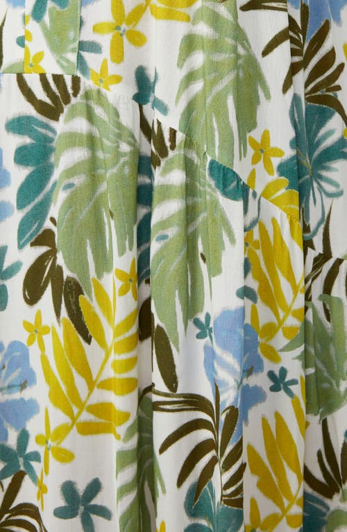 Estelle Antibes Floral Shift Dress In Sky/citron