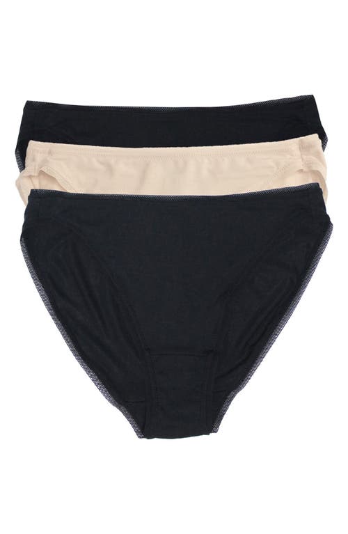 Felina Assorted 3-pack So Smooth High Cut Bikinis In Bare/black