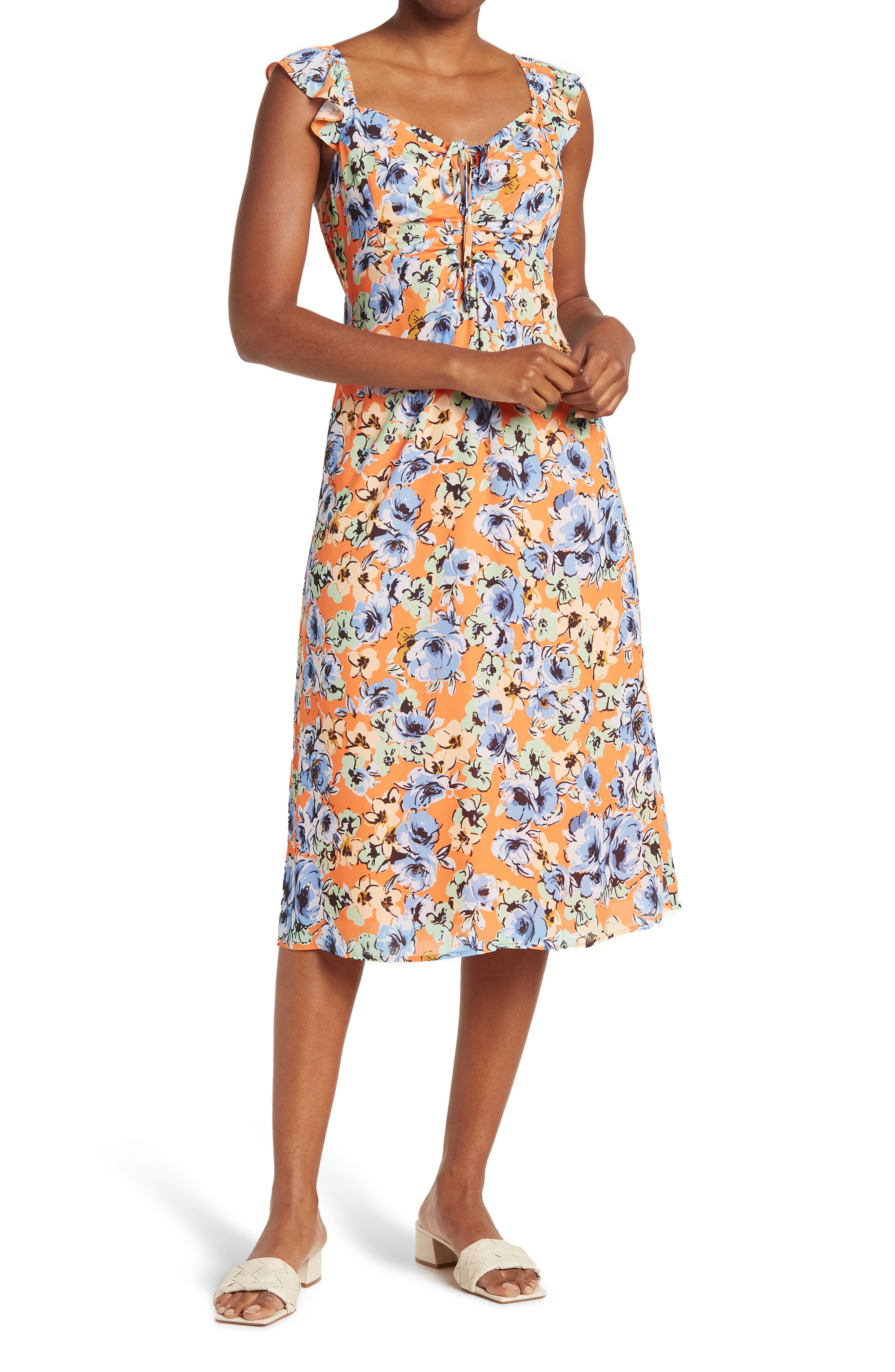 19 COOPER NEW Women's Textured Layered-hem Floral A-Line Dress TEDO 