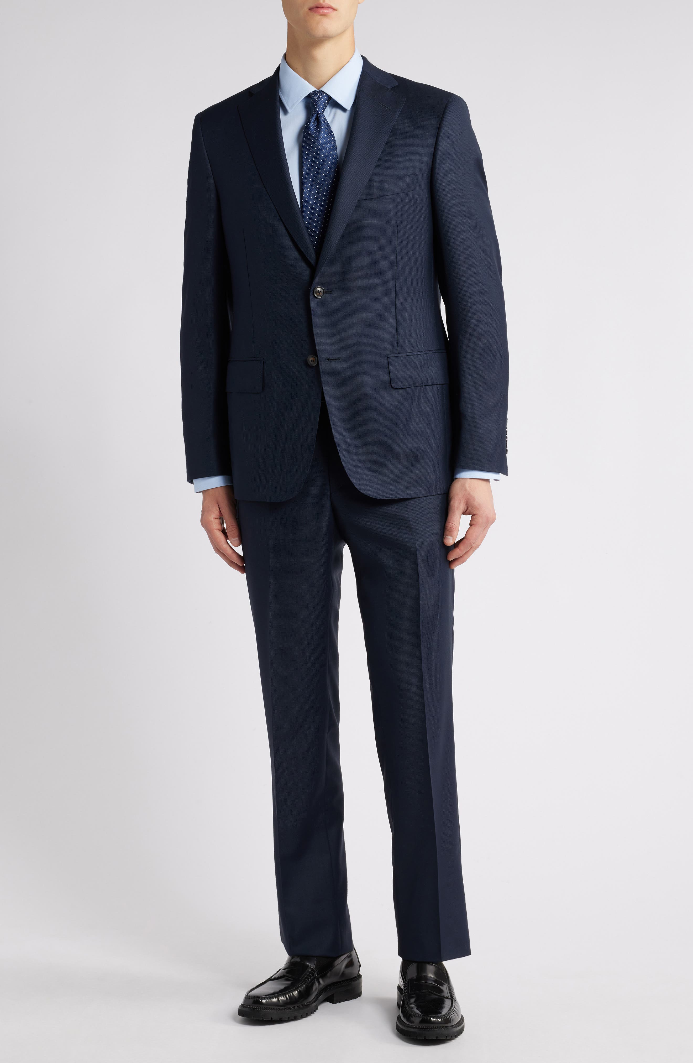 Heritage Gold Birdseye Wool Suit in Blue Cover