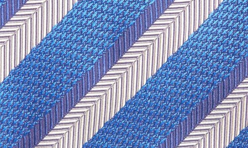 Shop David Donahue Stripe Silk Tie In Blue