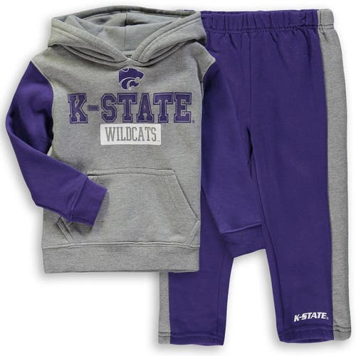 Toddler Colosseum Heathered Gray/Purple Kansas State Wildcats Back To School Fleece Hoodie And Pant Set in Heather Gray