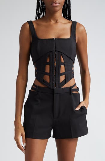 Workwear cotton corset top in black - Dion Lee