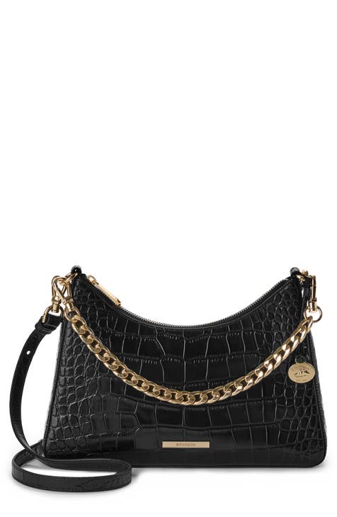 Nordstrom Stella Croc Embossed Leather Shoulder Bag Brown main image 0