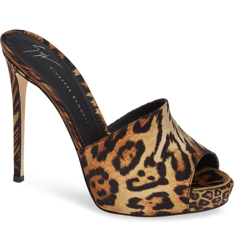 Giuseppe Zanotti Leopard Print Silk Platform Sandal (Women) | Nordstrom