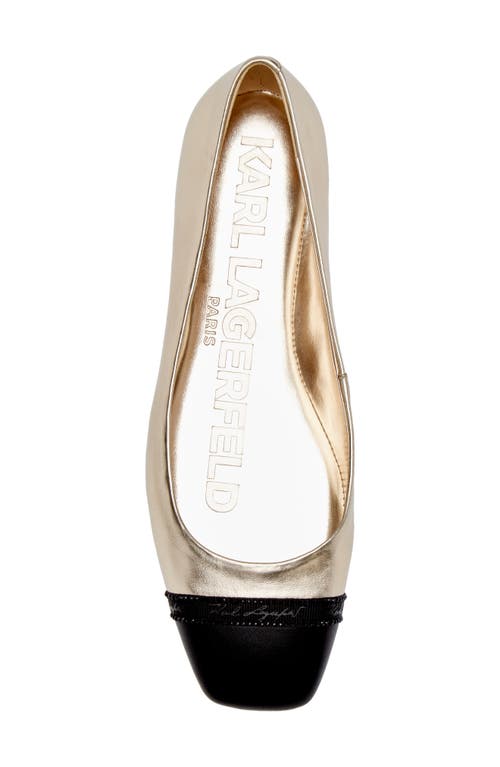 Karl Lagerfeld Paris Zofia Cap Toe Ballet Flat In White Gold/black
