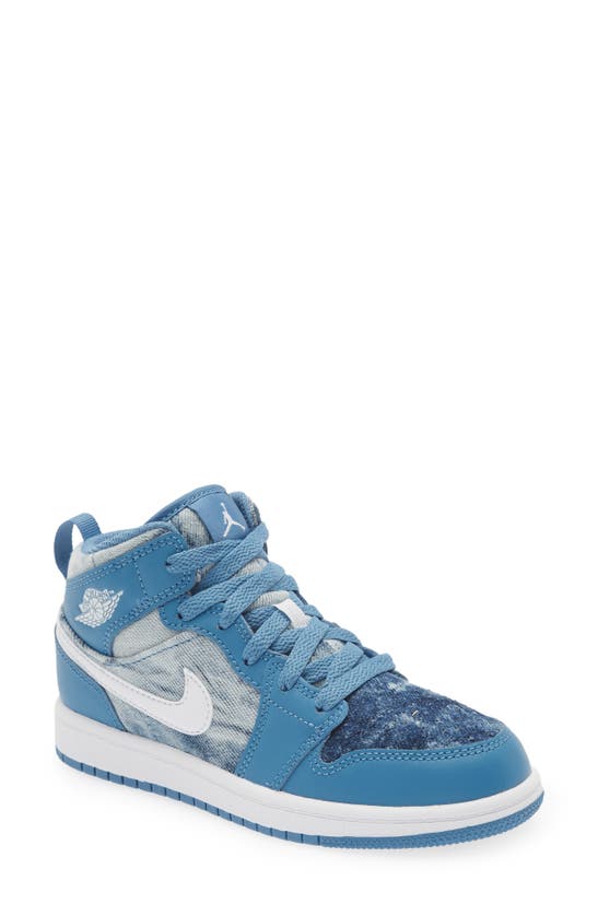 Jordan Kids' Nike Air  1 Mid Se Basketball Sneaker In Dutch Blue/ White