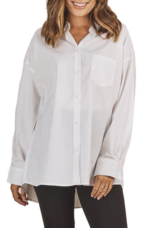 Oversize Button-Up Maternity/Nursing Shirt in White