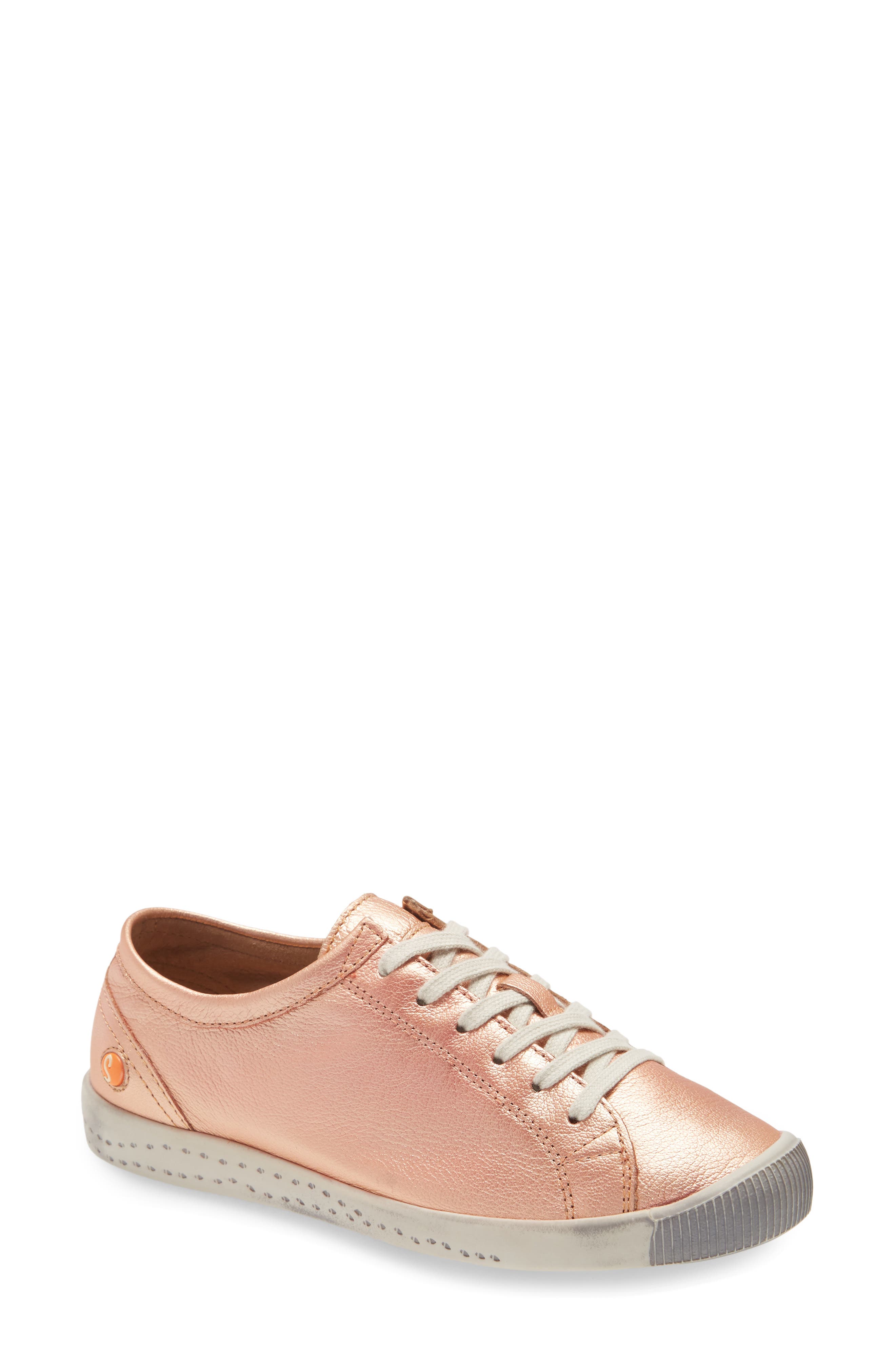 Softinos By Fly London Isla Distressed Sneaker In Blush Gold Idra Leather