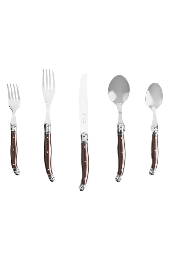 French Home Laguiole 20-piece Flatware Set In Chocolate Brown