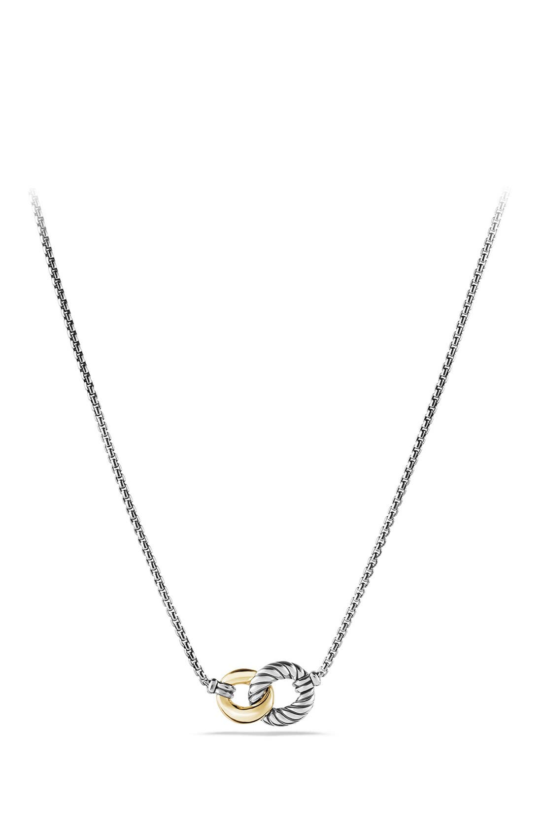 Pendant Necklace Two Tone Silver Gold