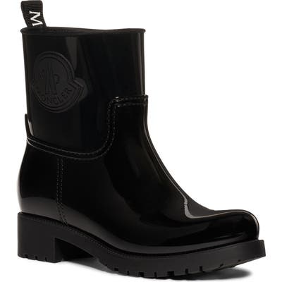 Moncler Ginette Stivale Logo Waterproof Rain Boot, Black