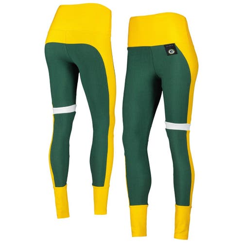 Women's KIYA TOMLIN Green/Gold Green Bay Packers Colorblock Tri-Blend Leggings