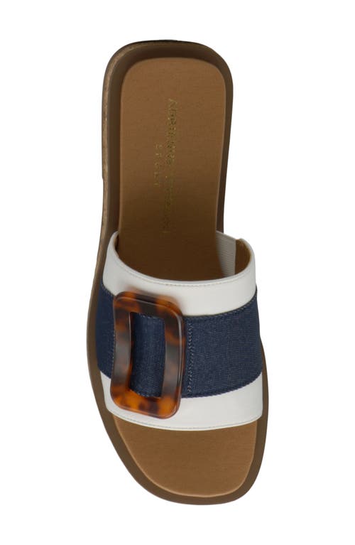 Shop Adrienne Vittadini Birdie Slide Sandal In White/blue
