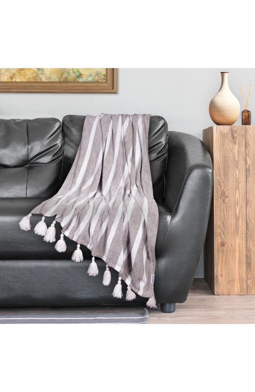 Parkland Collection Nara Stripe Tassel Throw Blanket In Charcoal