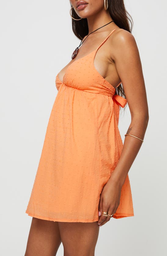Shop Princess Polly Koko Clip Dot Cotton Babydoll Minidress In Orange