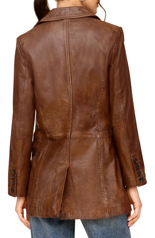 Shop Avec Les Filles Oversize Leather Blazer In Vintage Brown