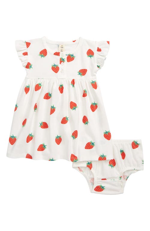 Tucker + Tate Flutter Sleeve Dress in Ivory Egret Strawberries