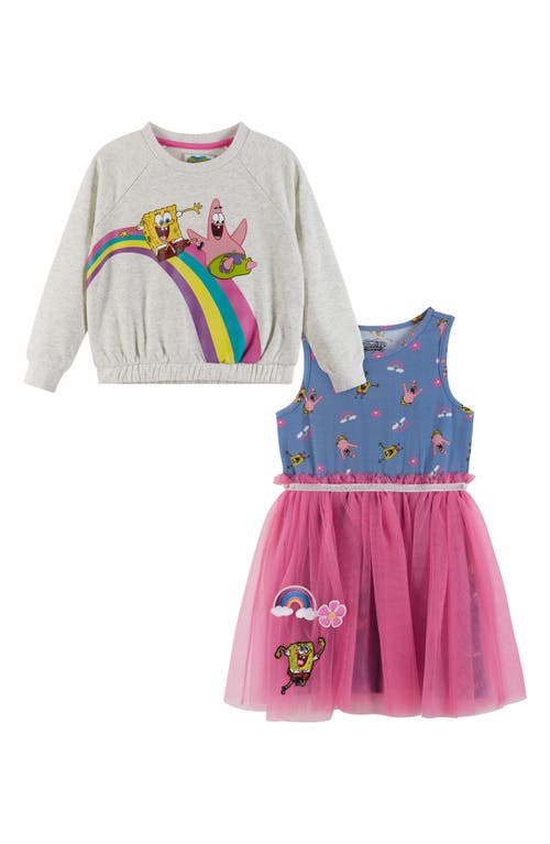 ANDY & EVAN ANDY & EVAN KIDS' SPONGEBOB PINEAPPLE DRESS & SWEATSHIRT SET