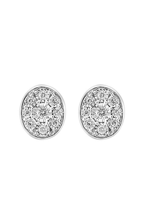 Sterling Silver Diamond Oval Stud Earrings - 0.23ct.