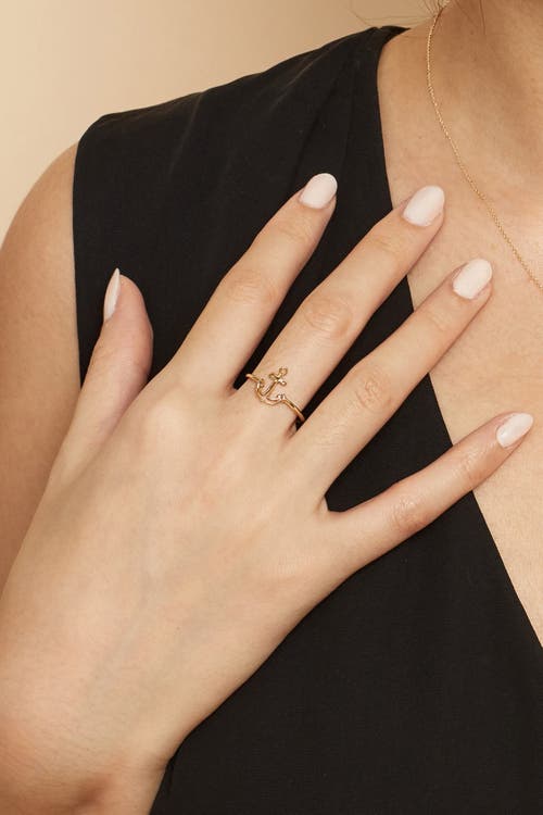 Oradina Women's 14k Yellow Solid Gold My Anchor Ring In Yellow Gold