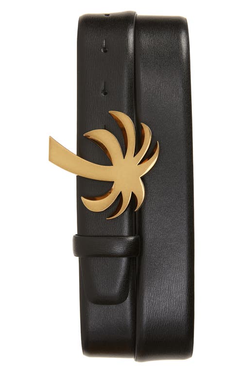 Palm Angels Palm Buckle Leather Belt In Black