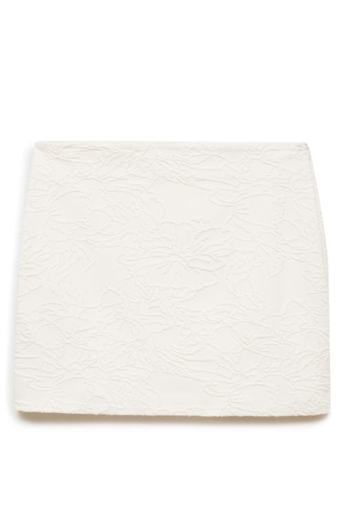 Mango Textured Cotton Blend Miniskirt In Ecru