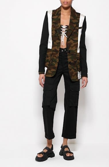 Monse Inside Out Back Cut Out Jacket in Black and Camo 6