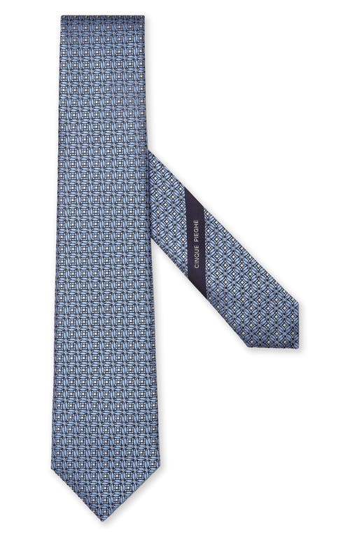 Cinque Pieghe Medallion Silk Tie in Light Blue