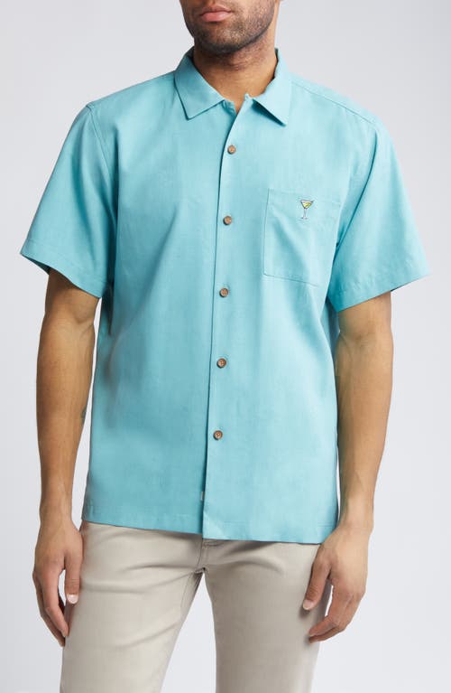 Tommy Bahama Retro Lounge Short Sleeve Linen Button-Up Shirt Como Blue at Nordstrom,