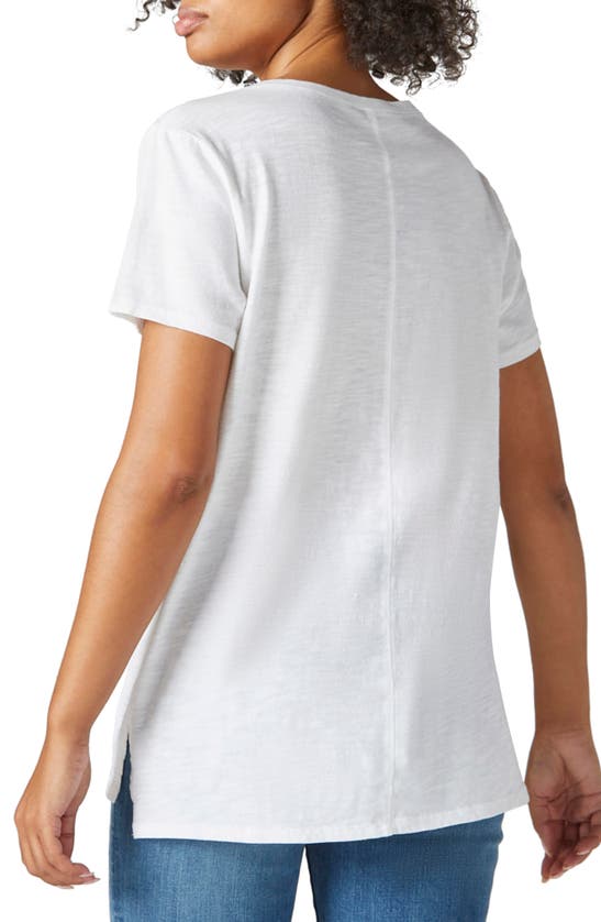 Shop Lucky Brand Classic V-neck Cotton Blend T-shirt In Bright White