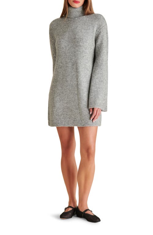 Shop Steve Madden Abbie Long Sleeve Mini Sweater Dress In Heather Grey