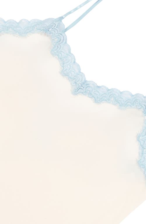 Uwila Warrior Soft Silk Lace Trim Camisole In Winter White/sky Blue