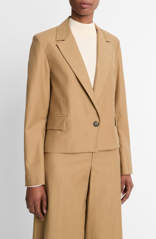 Shop Vince Cotton & Wool Twill Crop Blazer In Light Oak Wood