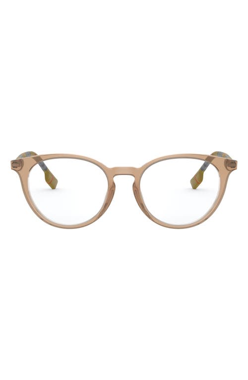 burberry 51mm Round Optical Glasses in Transparent Brown at Nordstrom