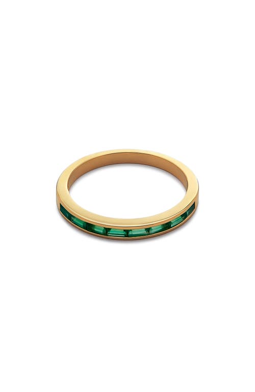 Shop Monica Vinader Mini Baguette Half Eternity Ring In 18ct Gold Vermeil/green Onyx
