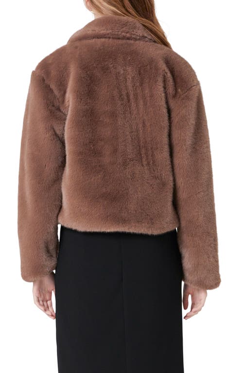Endless Rose Faux Fur Button Coat In Taupe